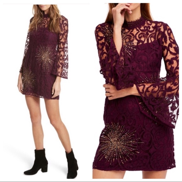 Free People Dresses & Skirts - Free People North Star mini dress plum size 6